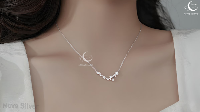 Dây chuyền bạc nữ sợi nhỏ chuỗi sao băng tỏa sáng