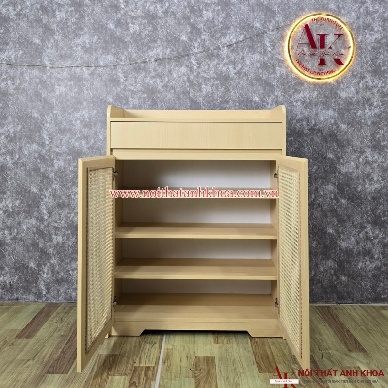 Mẫu Tủ Giày Đẹp Hiện Đại Gỗ MDF Cánh Đan Mây