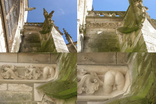 Photographie d'une paire de fesses cachées par les sculpteurs de la cathédrale de Bourges