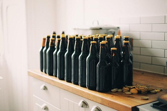 bottles, beer bottles, bottle caps