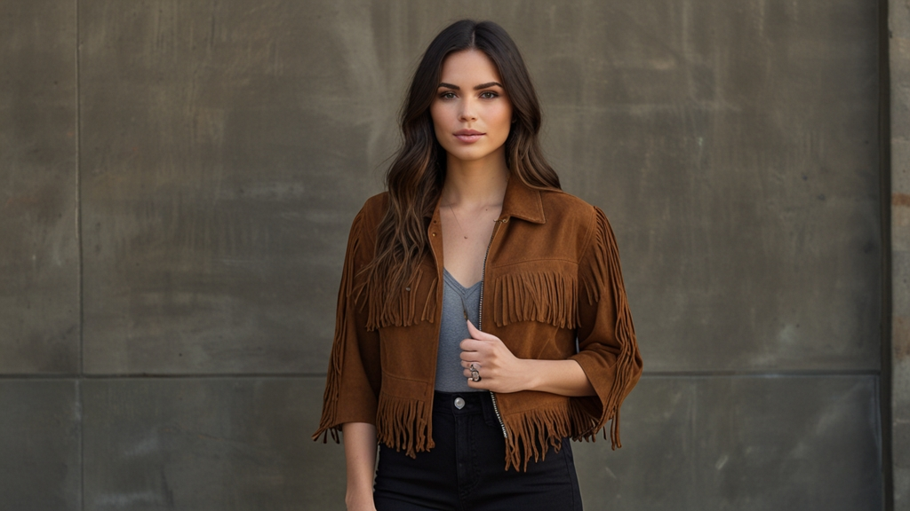 altard state cropped faux suede fringed jacket