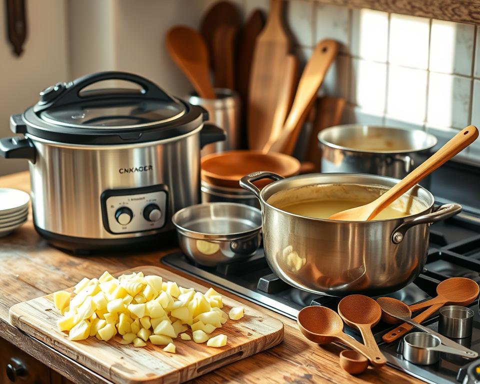 kitchen equipment for hamburger potato soup