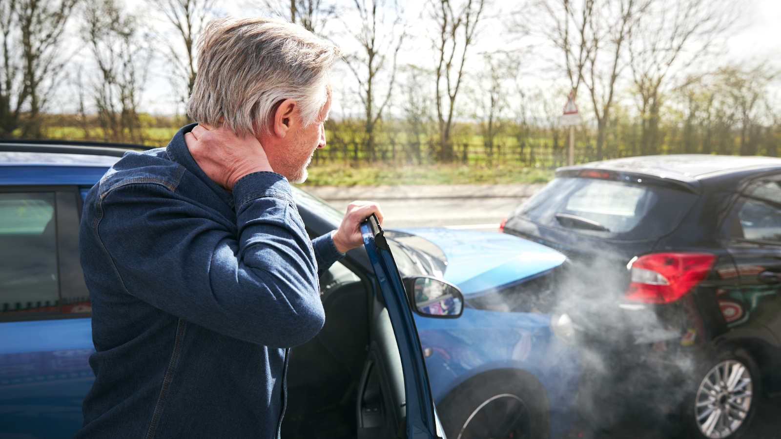 man in an auto accident