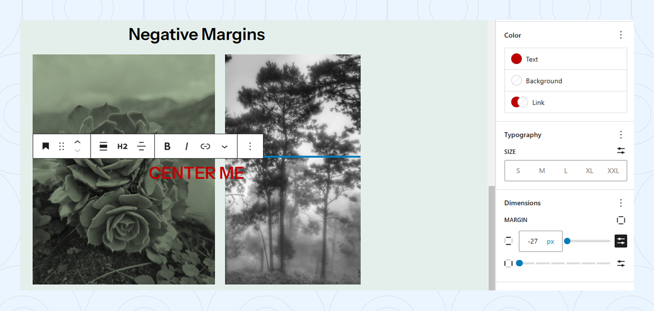 Negative Margins in WordPress 6.6