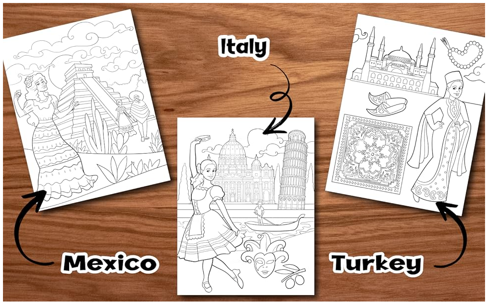travel coloring pages for adults
