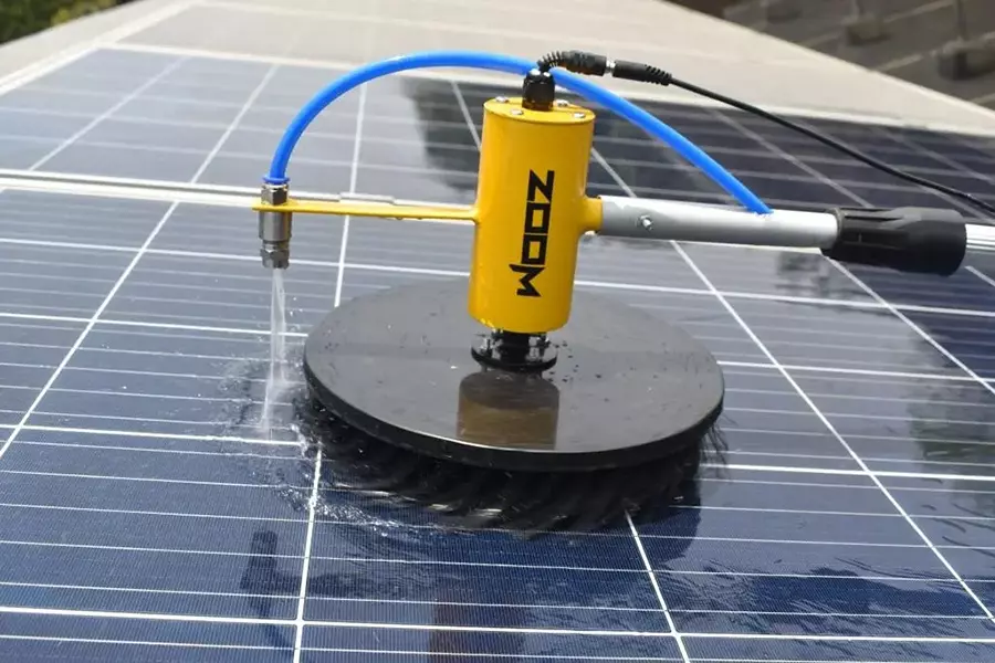 rotating brush for cleaning solar panels