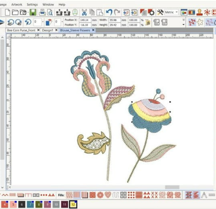 Color palette bernina emboridery software