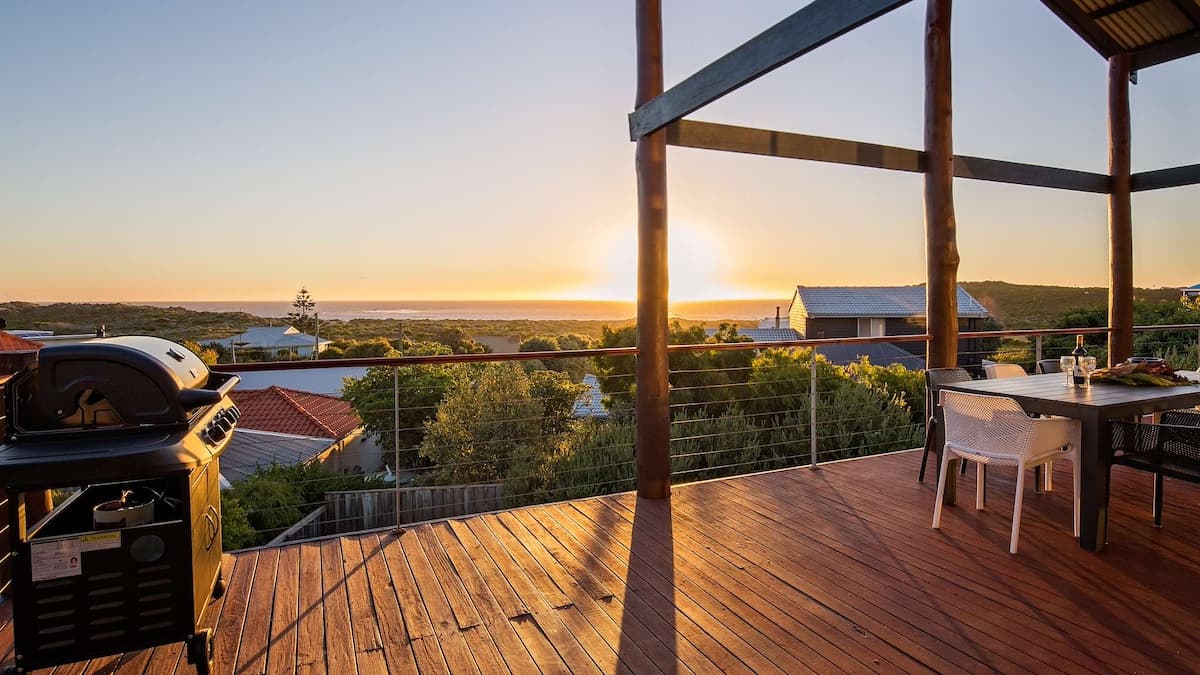 sunset from the balcony of the Bondys Beach House 