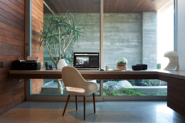 home addition office design features to boost your productivity modern minimalist workspace design with longer desk and floor ceiling windows custom built michigan