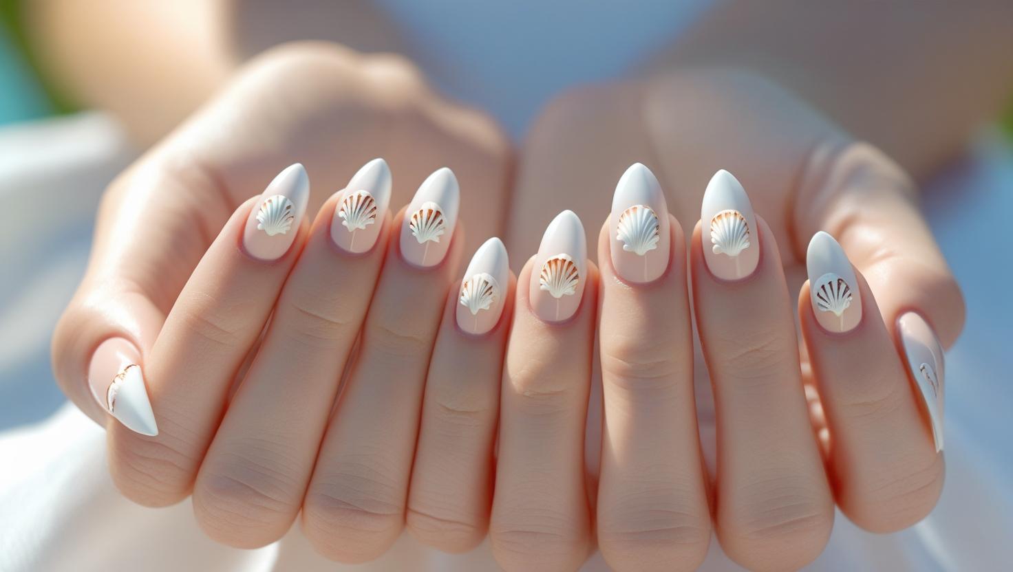 seashell designs beach nail