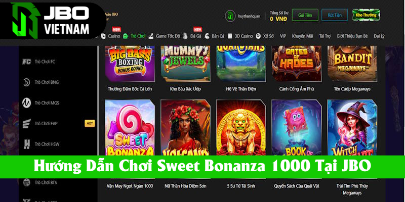 JBO hướng dẫn cược thủ tham gia trò chơi nổ hũ Sweet Bonanza