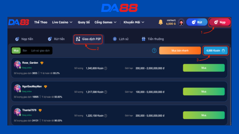 Ưu điểm của khi giao dịch qua sàn P2P DA88