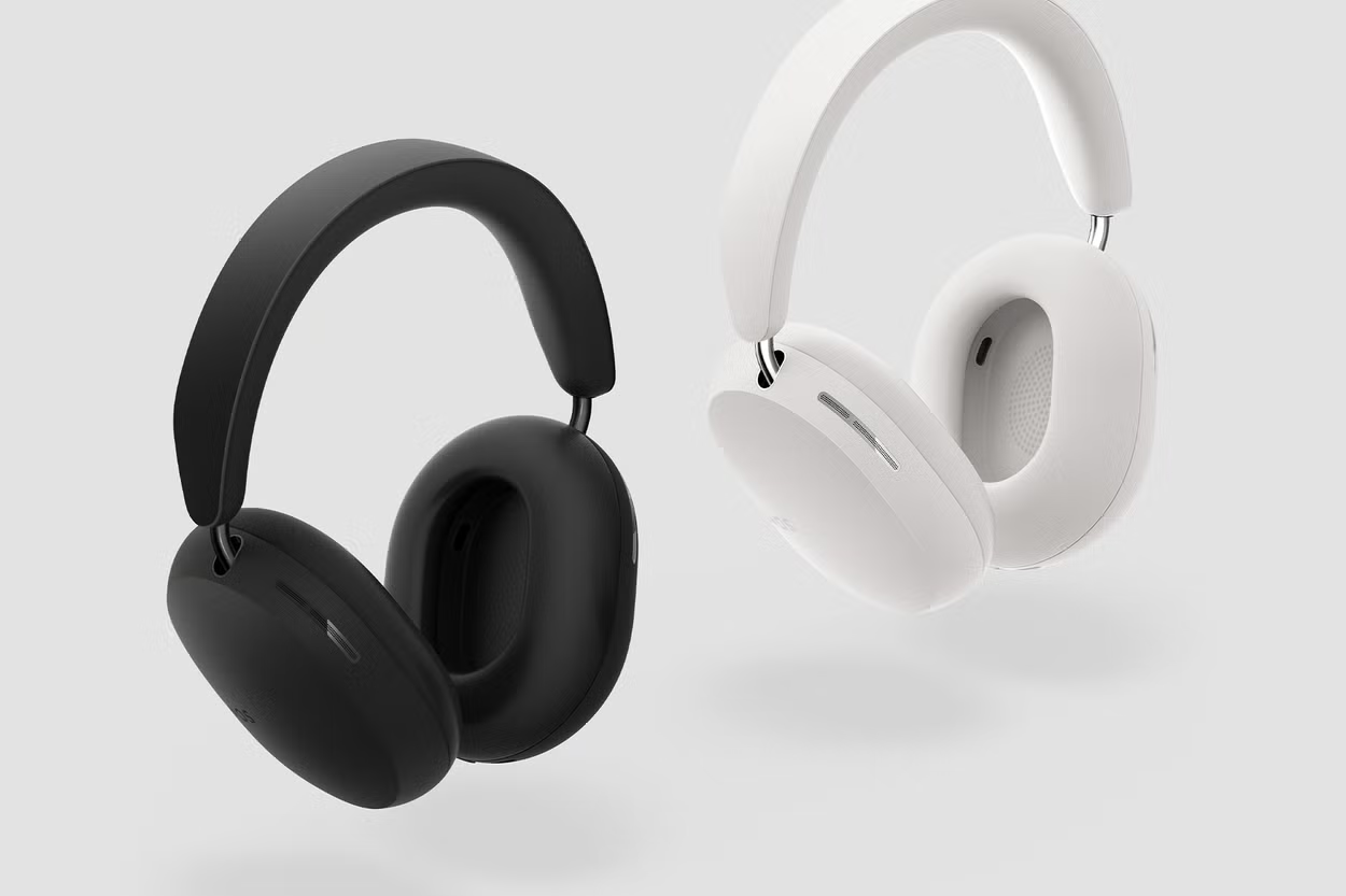 Sonos Ace headphones in two different colors, black and white.
