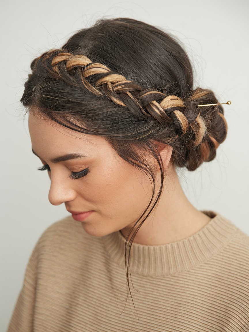 21. Braided Crown Updo