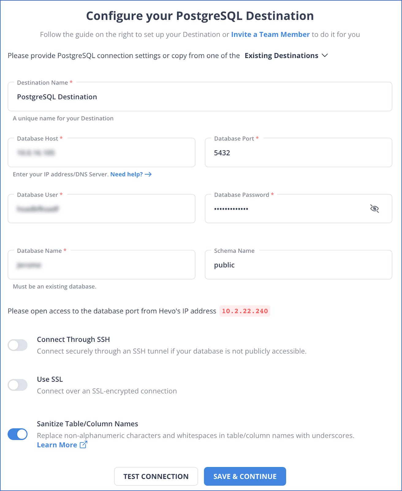 marketo to postgresql: confiure postgresql as destination