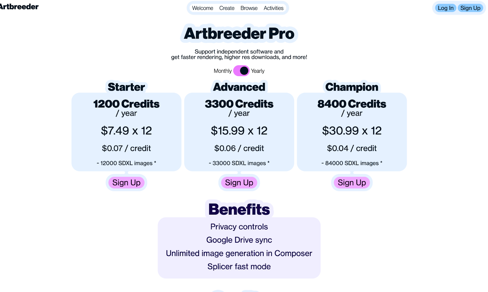 Artbreeder pricing