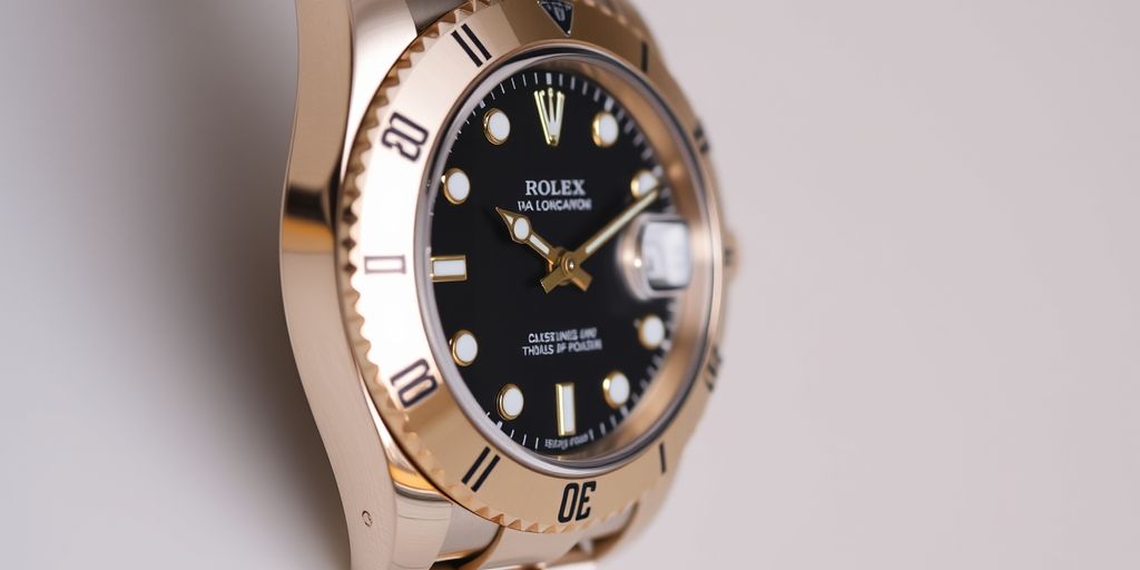 Close-up of an elegant Rolex watch