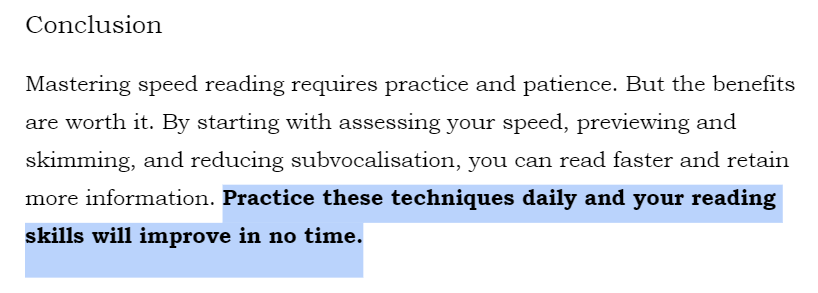 Conclusion — The CTA