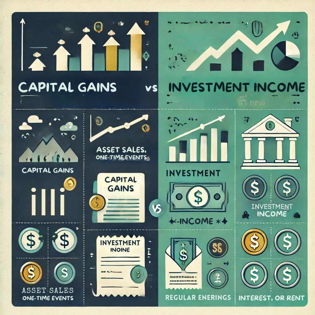 difference between capital gains and investment income