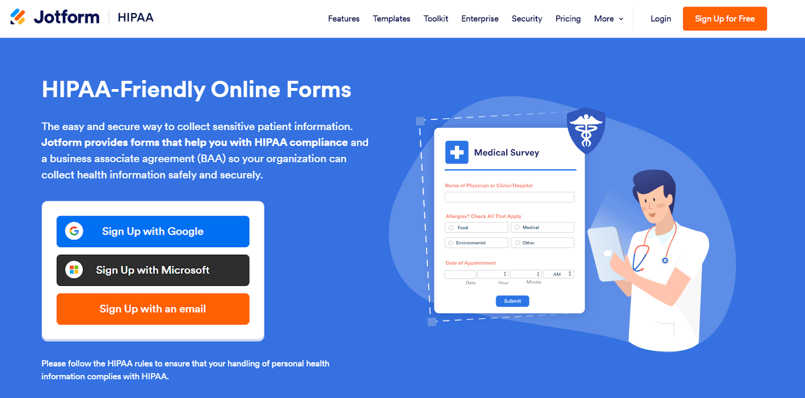 jotform hipaa compliance tool