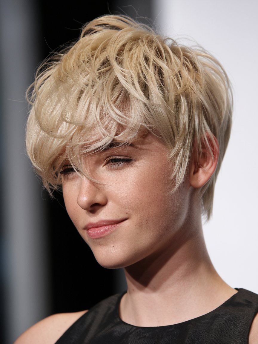 4. Blonde Pixie with Messy Crown