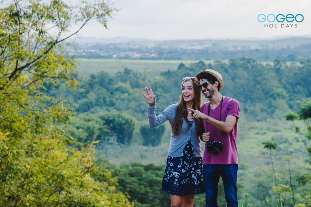 a couple enjoying sightseeing