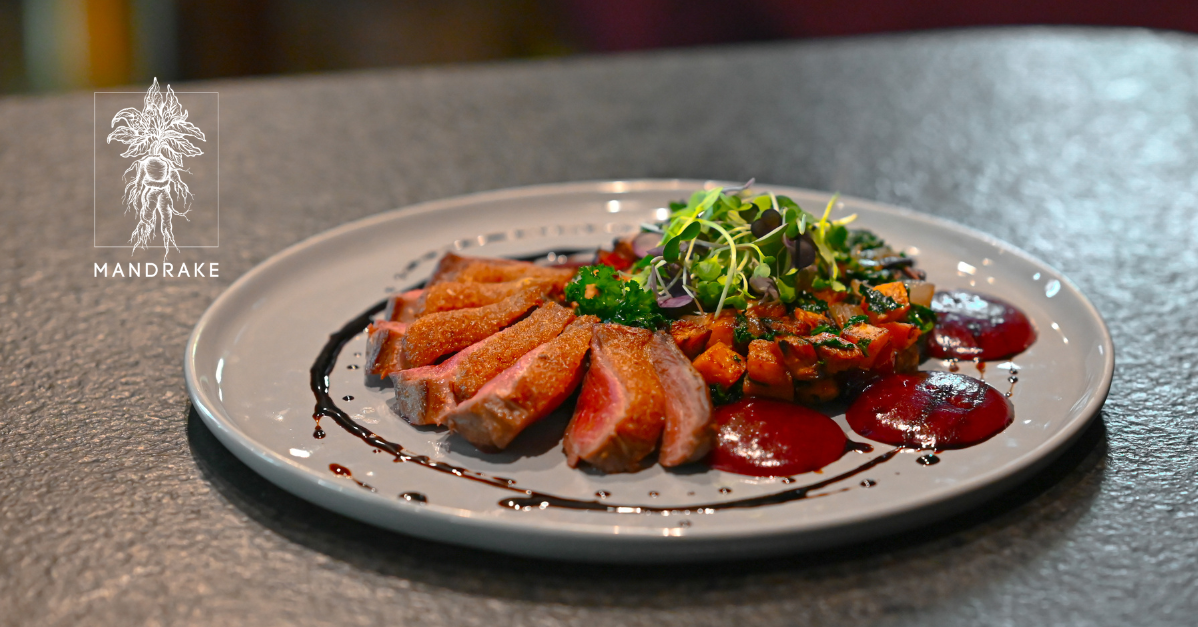 (duck breast at Mandrake restaurant)