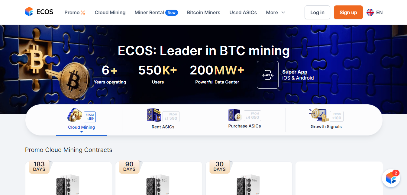 ECOS - the best cryptocurrency mining app