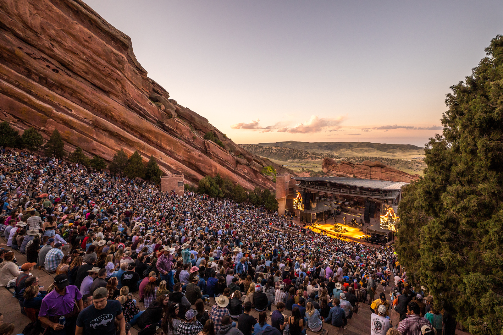 The Red Rocks Amphitheatre  during a concert.