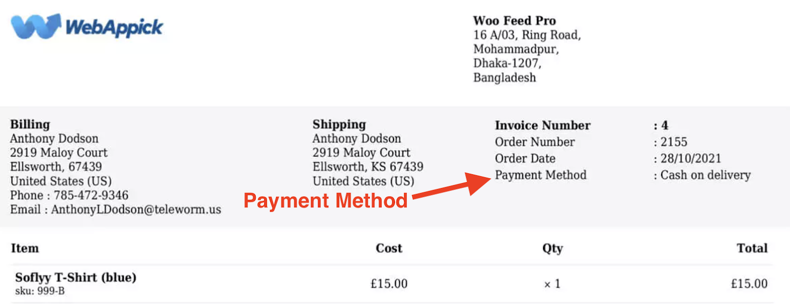 Payment Method in an Invoice