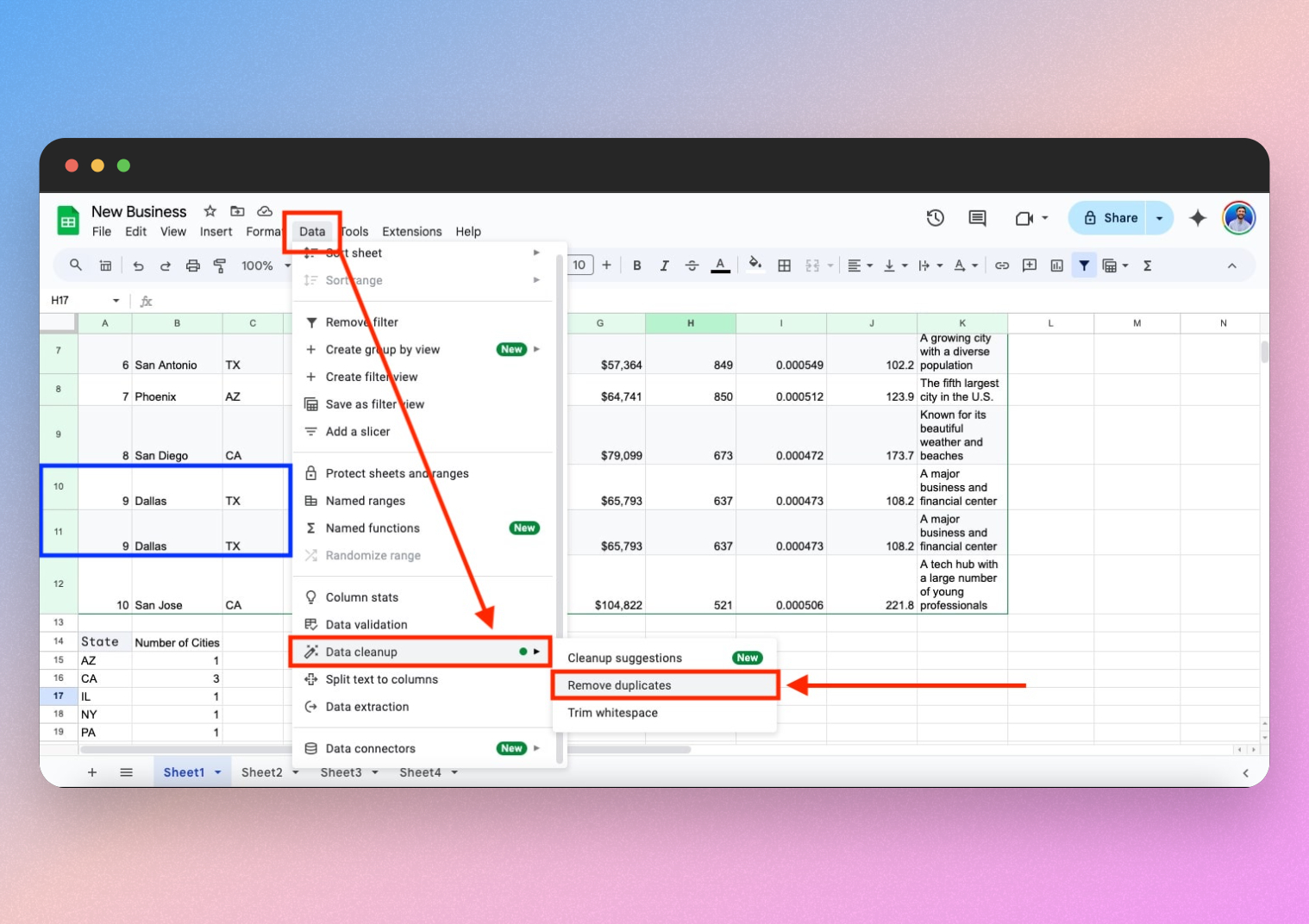 how to clean data in google sheets with gemini