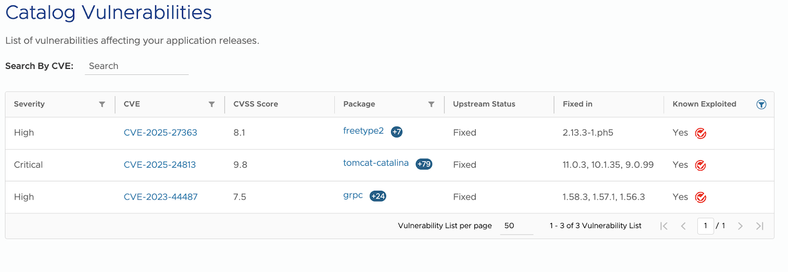 Known exploited status on vulnerability listing List of vulnerabilities with known exploited status