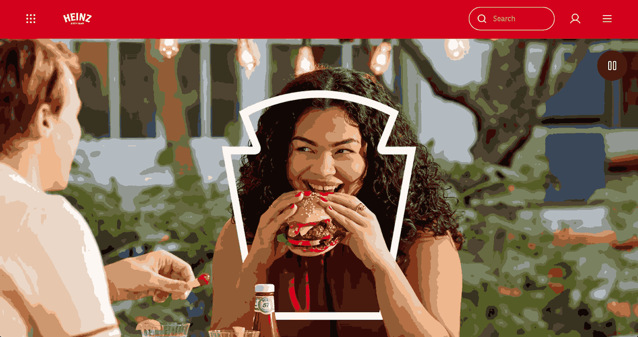 A screenshot of Heinz homepage 