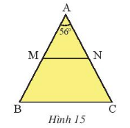 CHƯƠNG 8: TAM GIÁCBÀI 3: TAM GIÁC CÂN1. TAM GIÁC CÂNBài 1: Gấp đôi một tờ giấy hình chữ nhật ABCD theo đường gấp MS. Cắt hình gấp được theo đường chéo AS rồi trải phẳng hình cắt được ra ta có tam giác SAB (Hình 1). Em hãy so sánh hai cạnh SA và SB của tam giác này.Đáp án chuẩn:SA = SB.Thực hành 1: Tìm các tam giác cân trong Hình 4. Kể tên các cạnh bên, cạnh đáy, góc ở đỉnh, góc ở đáy của mỗi tam giác cân đó.Đáp án chuẩn:Tam giác cânCạnh bênCạnh đáyGóc ở đỉnhGóc ở đáyΔMHPMP = MHHPHMPMPH,MHP.ΔMEFME = MFEFEMFMEF, MFE.ΔMNPMN = MPNPNMPMNP, MPN..2. TÍNH CHẤT CỦA TAM GIÁC CÂNBài 2: Cho tam giác cân ABC cân tại A (Hình 5). Gọi M là trung điểm cạnh BC. Nối A với M. Em hãy làm theo gợi ý sau để chứng minh ABC=ACBXét ΔAMB và ΔAMC có:AB = ? (?)MB = MC (?)AM là cạnh ?Vậy ΔAMB=ΔAMC (c.c.c).Suy ra ABC=ACB Đáp án chuẩn:ΔAMB=ΔAMC (c.c.c).ABC=ACB.Thực hành 2:  Tìm số đo các góc chưa biết của mỗi tam giác trong Hình 7.Đáp án chuẩn:P=700; M=400; F=H=550Vận dụng 1: Trong hình mái nhà ở Hình 8, tính góc B và góc C, biết  A = 110°Đáp án chuẩn: B = C = 350Bài 3: Cho tam giác ABC có  A   =  C. Vẽ đường thẳng đi qua điểm B, vuông góc với AC và cắt AC tại H (Hình 9). Em hãy làm theo gợi ý sau để chứng minh BA = BC.Đáp án chuẩn:Xét  và  cùng vuông tại H, ta có:BH là cạnh góc vuông ; ABH=CBH Vậy . Suy ra BA = BC.Thực hành 3: Tìm các tam giác cân trong Hình 11 và đánh dấu các cạnh bằng nhau.Đáp án chuẩn: cân tại A,  cân tại NVận dụng 2: Cho tam giác ABC cân tại A có góc B bằng 60o. Chứng minh rằng tam giác ABC đều.Đáp án chuẩn:+) BAC=BCA=60o. ΔABC cân tại B BA = BC.Theo chứng minh trên: AB = AC = BC  ΔABC tam giác đều (đpcm).BÀI TẬP