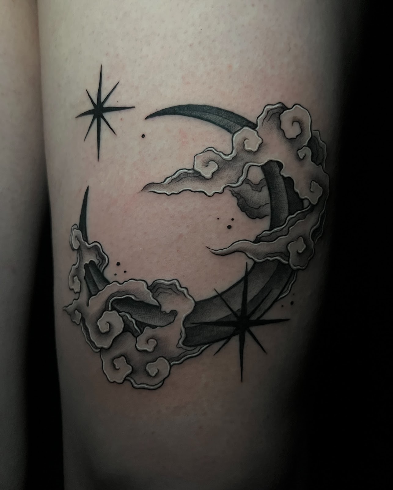 Moon Thigh Tattoo