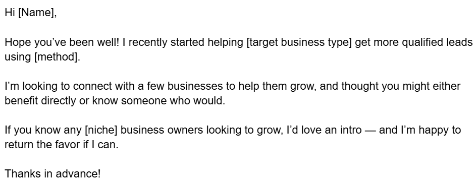 personalized warm outreach message