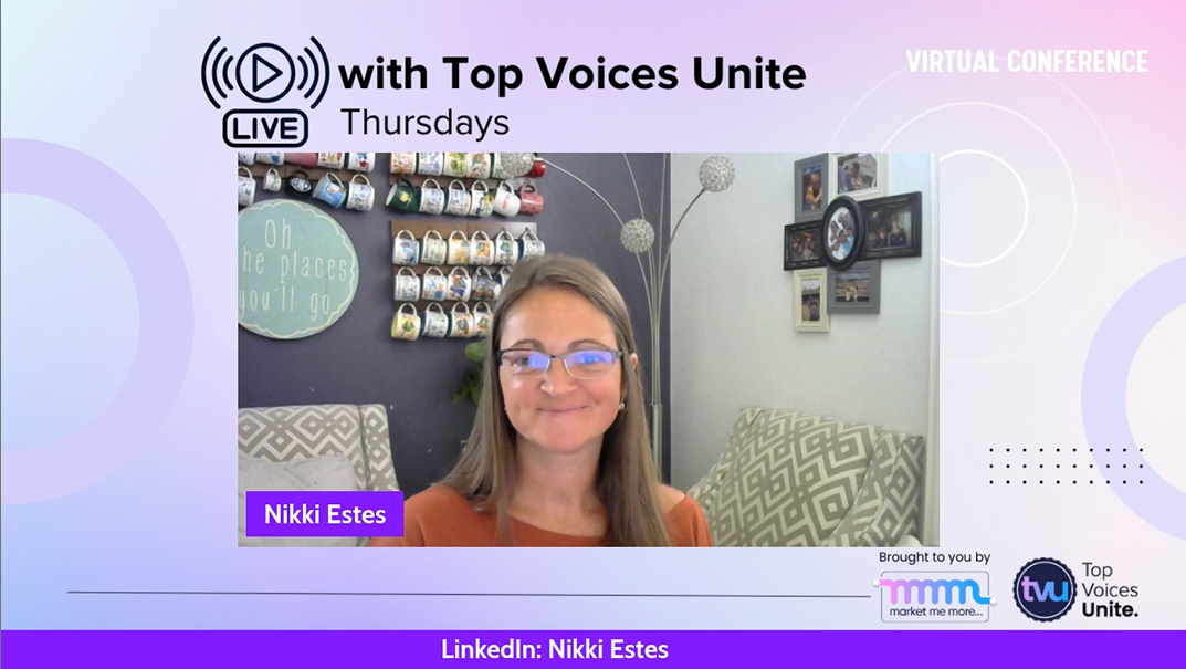 Nikki Estes discussing AI job risks and creative survival during livestream