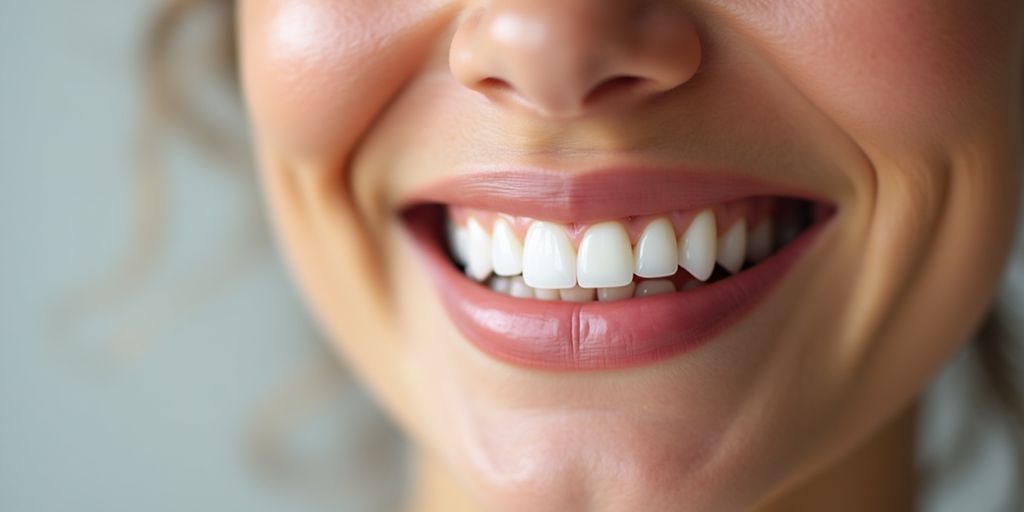 Smiling person with dental implants and natural appearance.