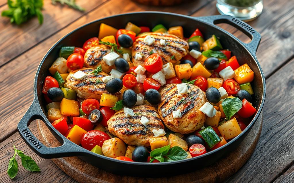 Mediterranean-inspired one-skillet dinner