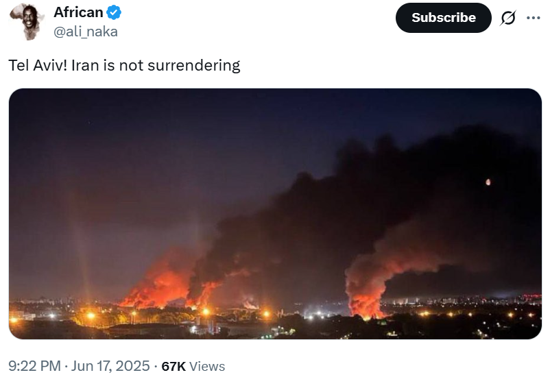 the aftermath of Iranian airstrikes on Tel Aviv