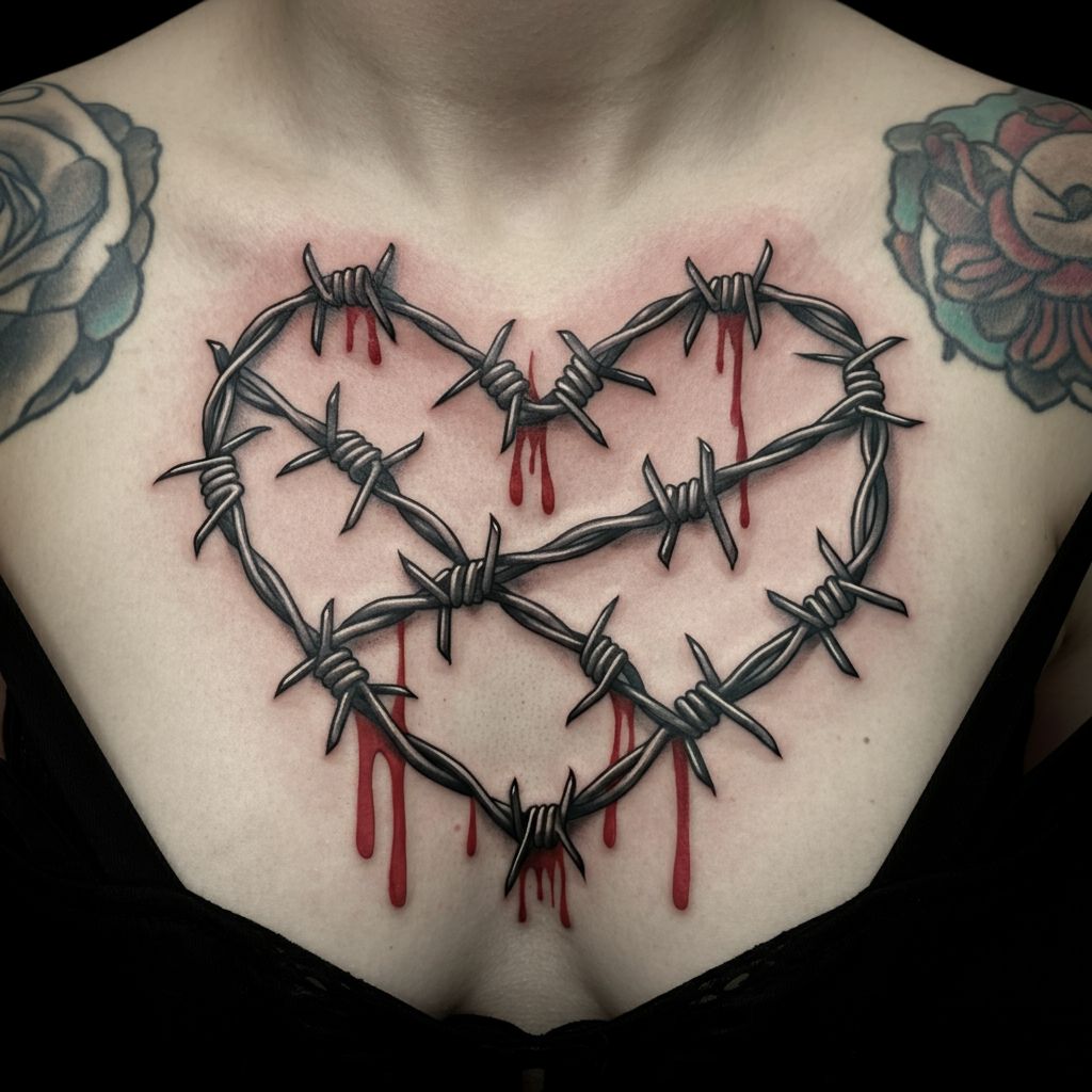 Barbed Wire Heart Tattoo