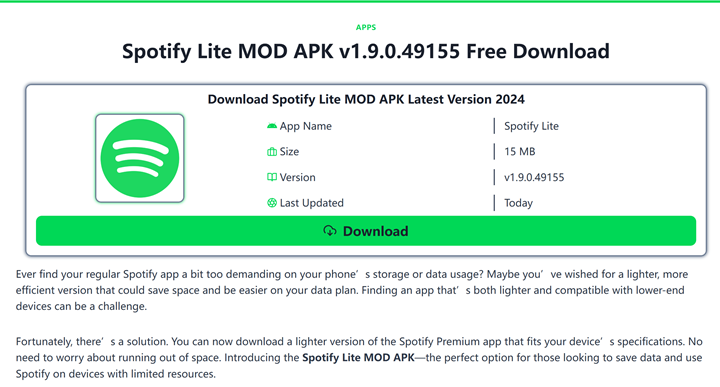 Install Spotify Lite Mod APK