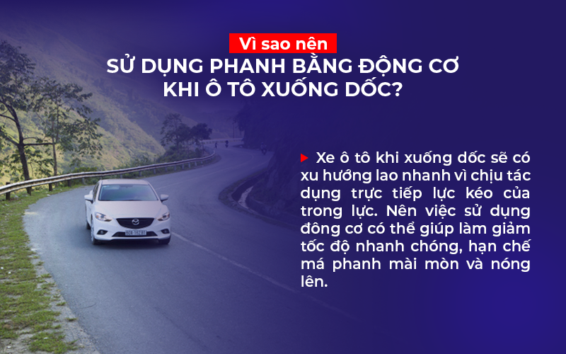 phanh bang dong co o to khi xuong doc