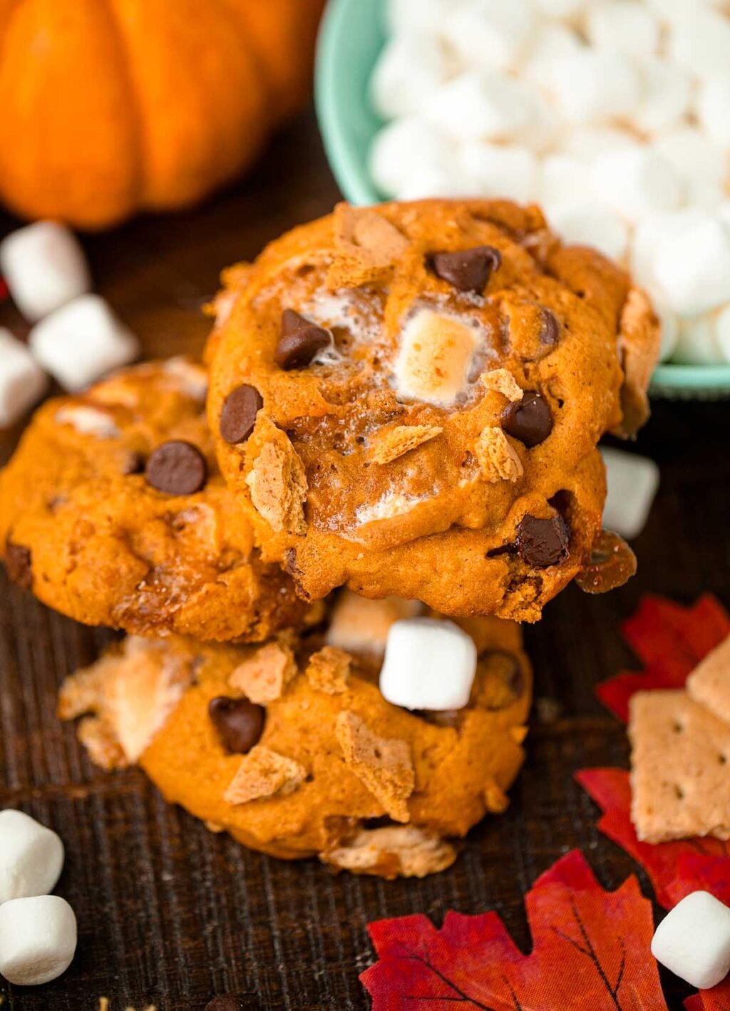 pumpkin smores cookies