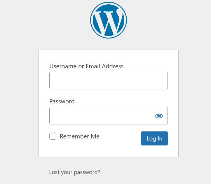 a screenshot of WordPress login page