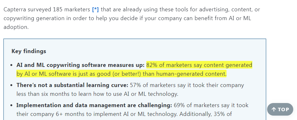 Key findings of AI in content creation