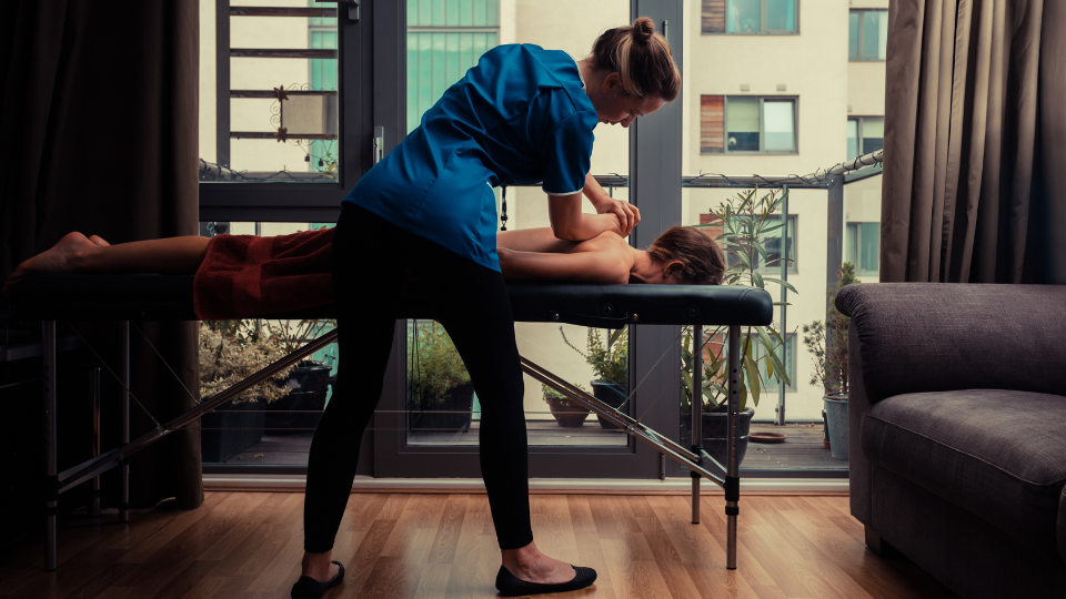 Massage setup at home.