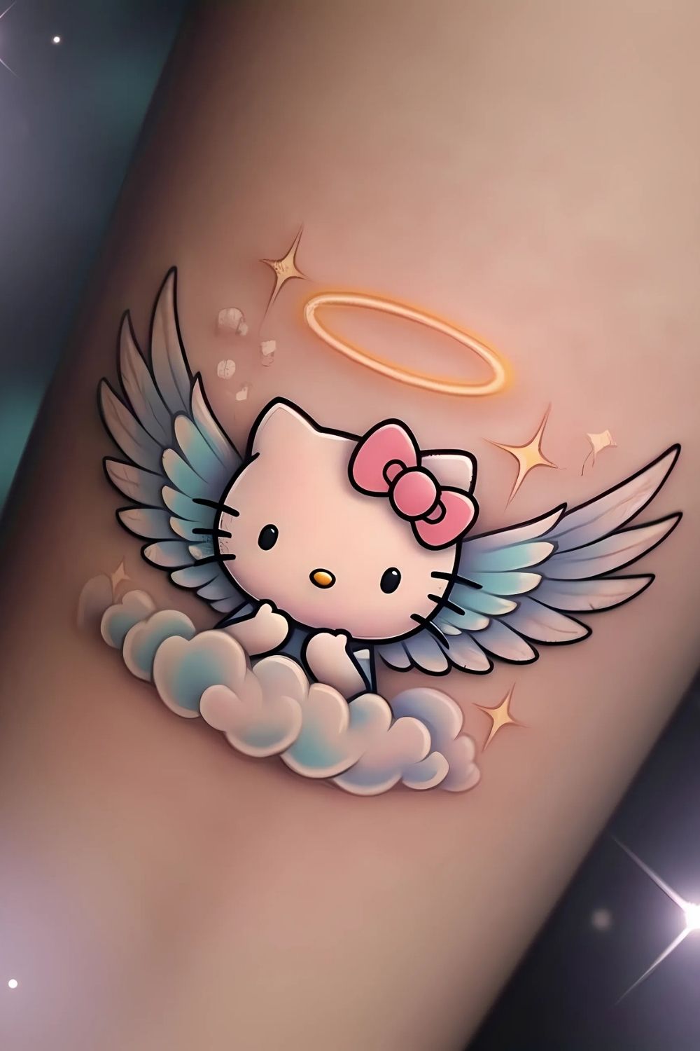 Hello Kitty with Angel Wings Tattoo