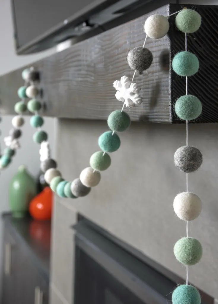 winter felt ball garland