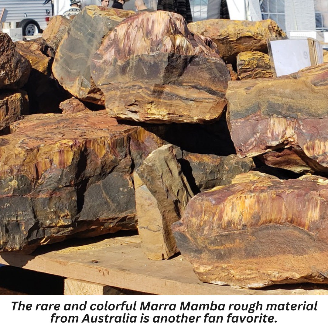 The rare and colorful Marra Mamba rough material from Australia is another fan favorite